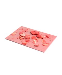 Ružová / RUBY čokoládová tabuľka s posypom lyofilizovaných jahôd, ručne robená čokoláda