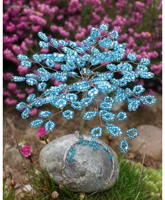 Stromček šťastia modrý, strieborný drôt
